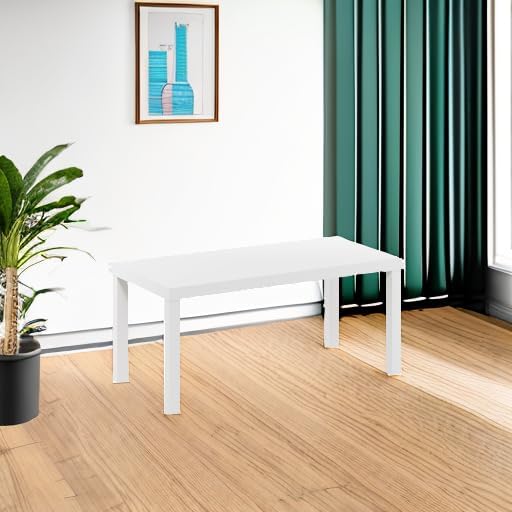 FormaHaven Modern White Rectangular Coffee Table – Thick Top, 100 lb Capacity