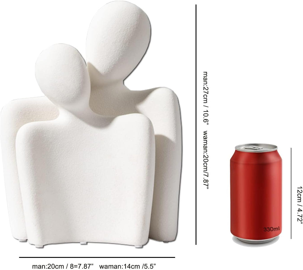 FormaHaven White Ceramic Couple Sculpture – Modern Romantic Home Decor