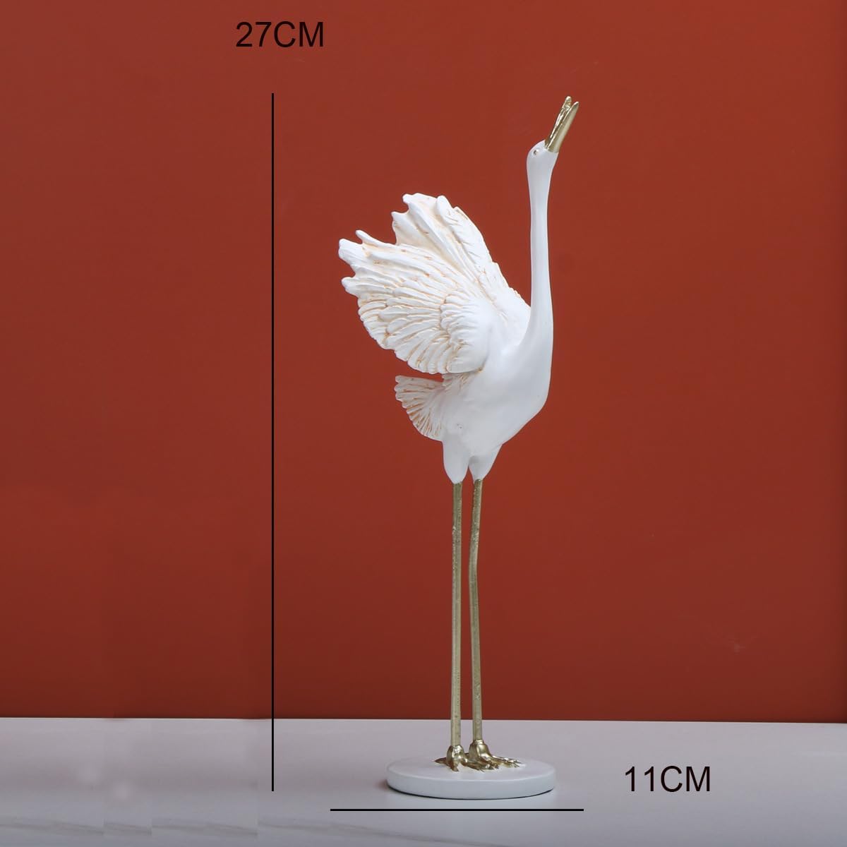 FormaHaven White and Gold Crane Figurine – Elegant Oriental Home Decor