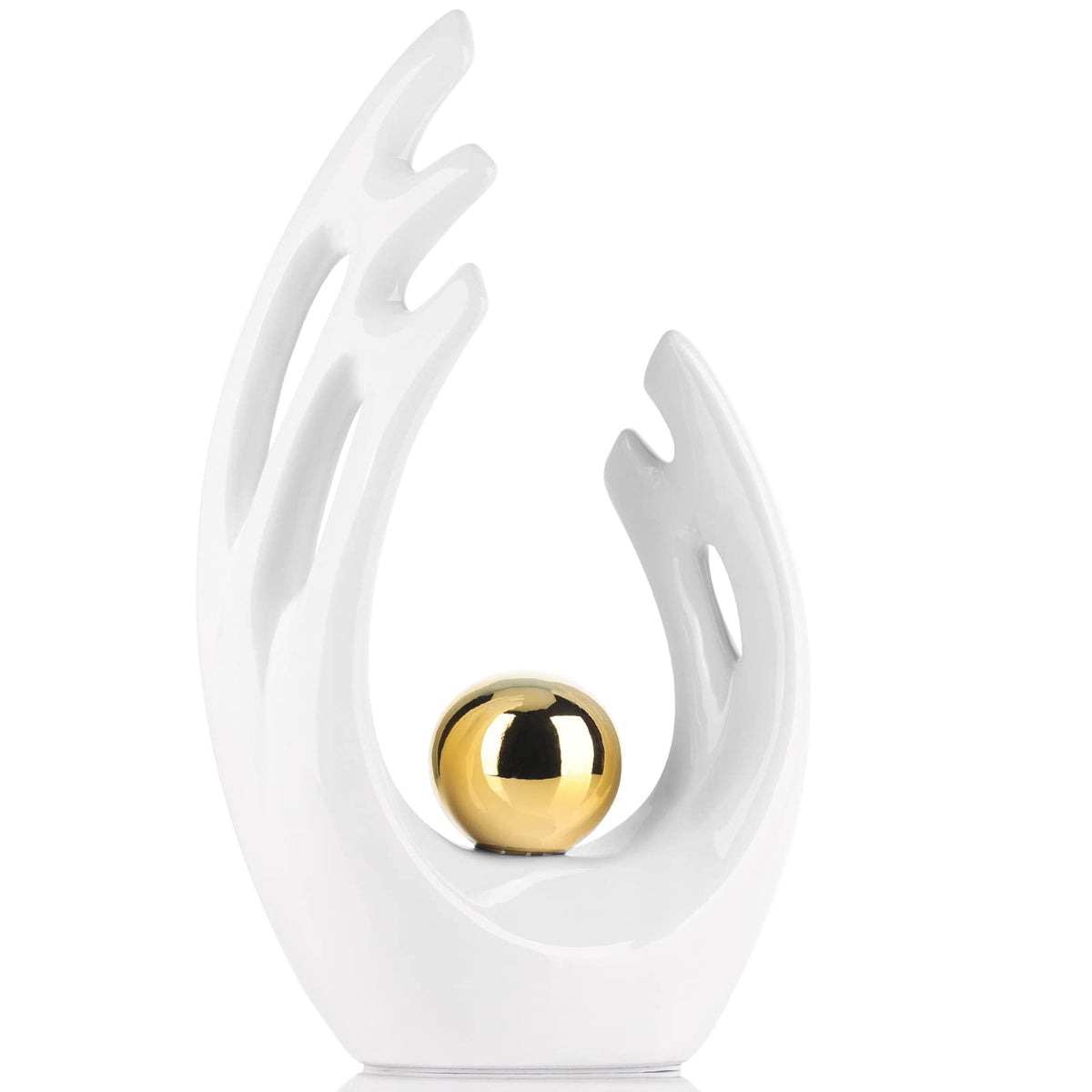 FormaHaven Modern Abstract Ceramic Sculpture with Gold Accent