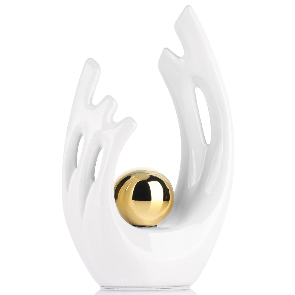 FormaHaven Modern Abstract Ceramic Sculpture with Gold Accent