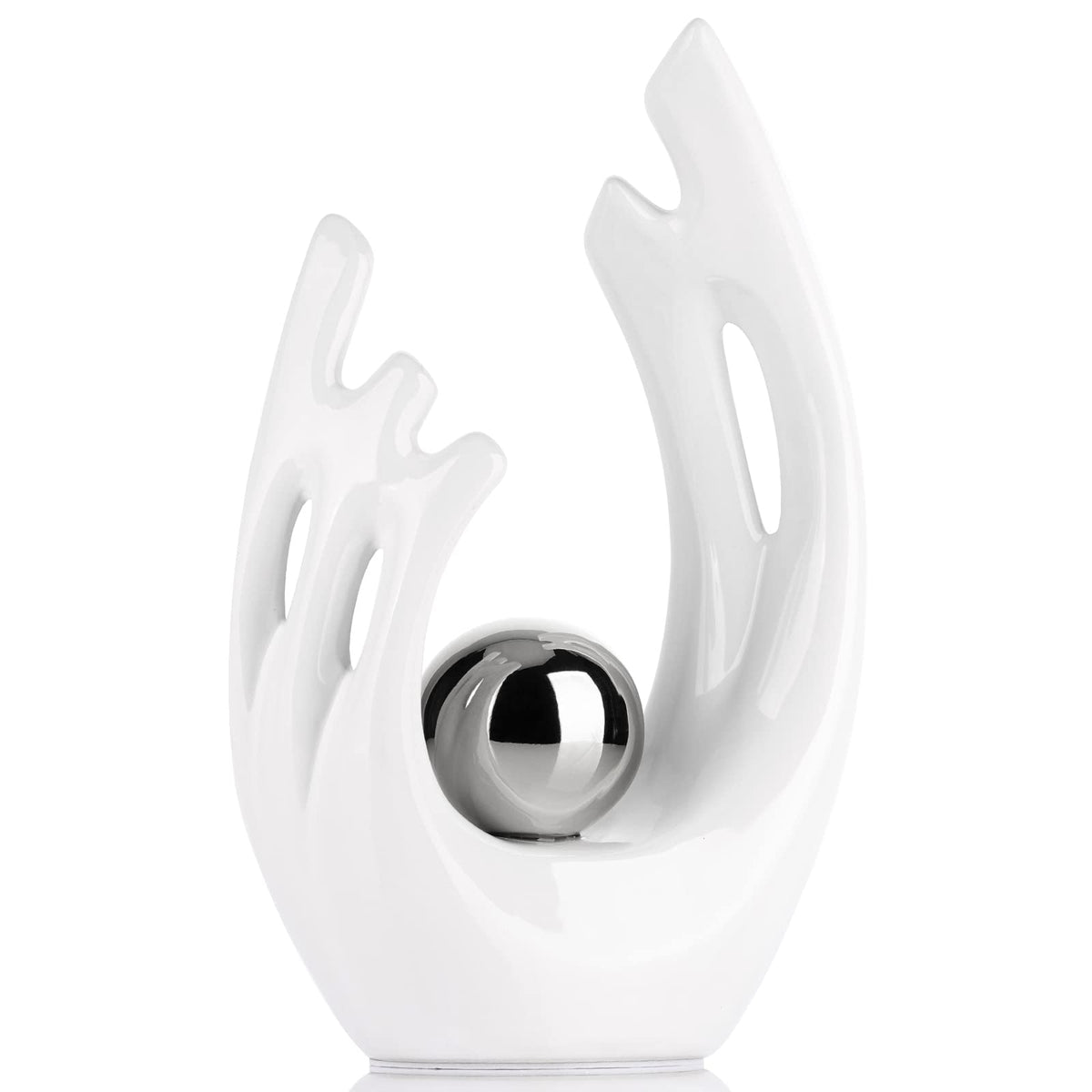 FormaHaven Modern Abstract Ceramic Sculpture with Gold Accent