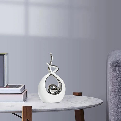 FormaHaven Abstract Ceramic Couple Sculpture – Modern Two-Tone Home Decor