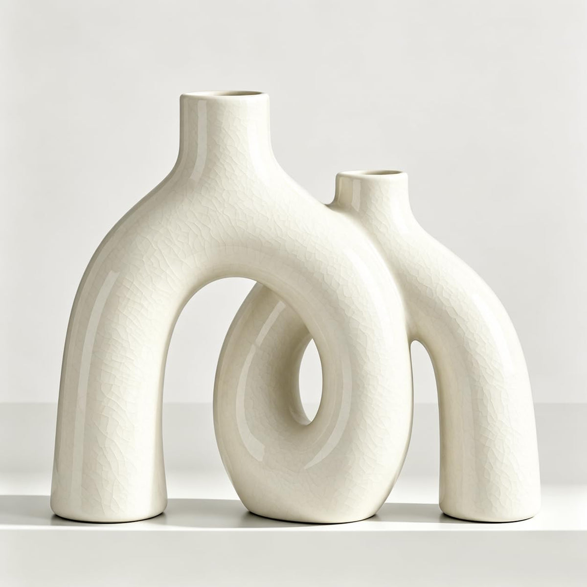 FormaHaven Matte White Conjoined Ceramic Vases – Modern Boho Home Decor