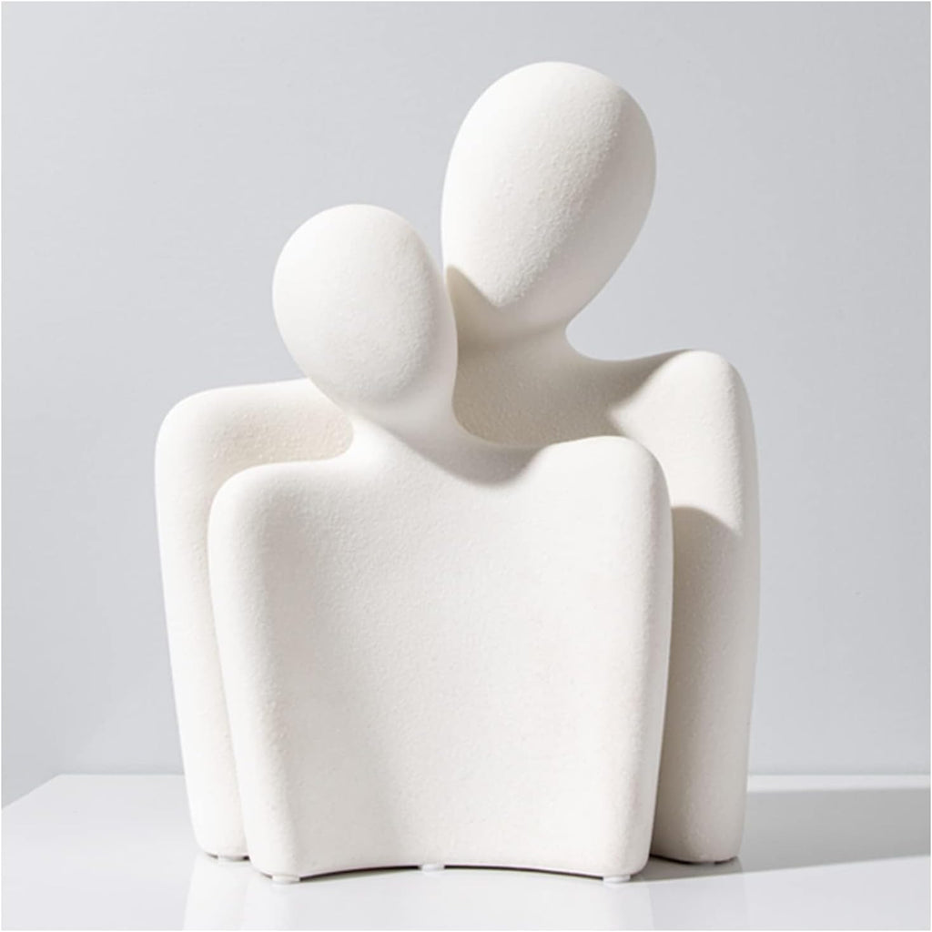 FormaHaven White Ceramic Couple Sculpture – Modern Romantic Home Decor