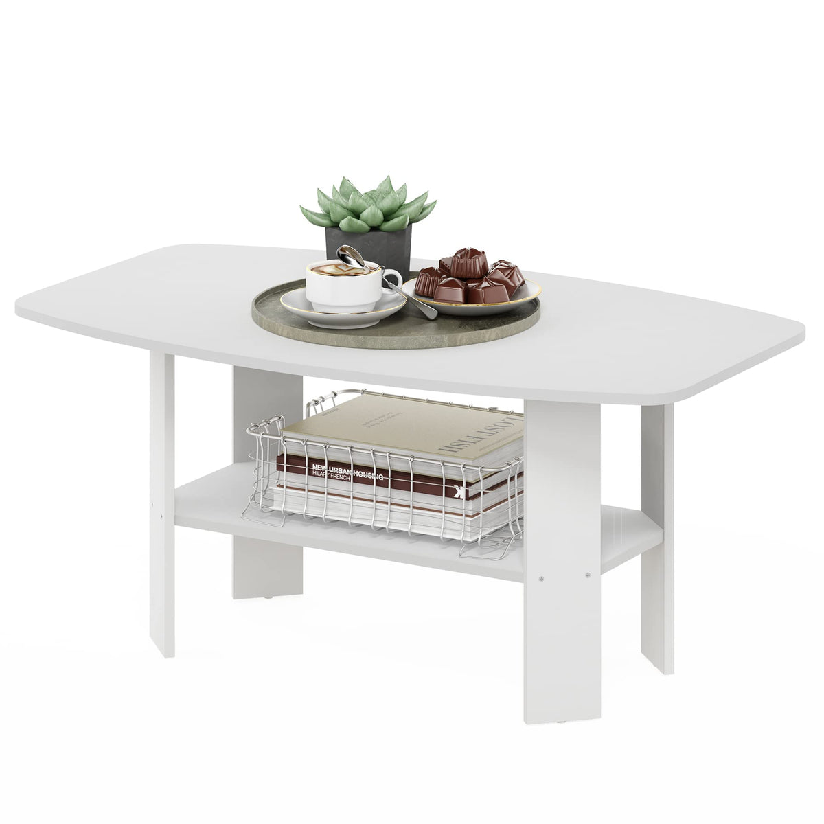 FormaHaven Modern 2-Tier Rectangular Coffee Table – Minimalist Living Room Table