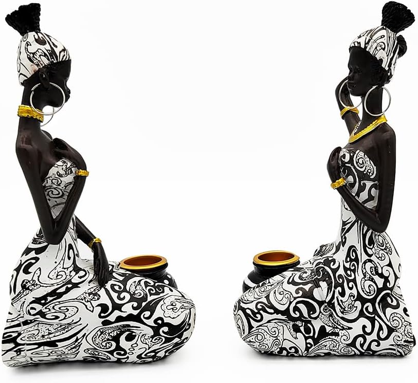 FormaHaven African Lady Resin Figurine – Colorful Cultural Home Decor