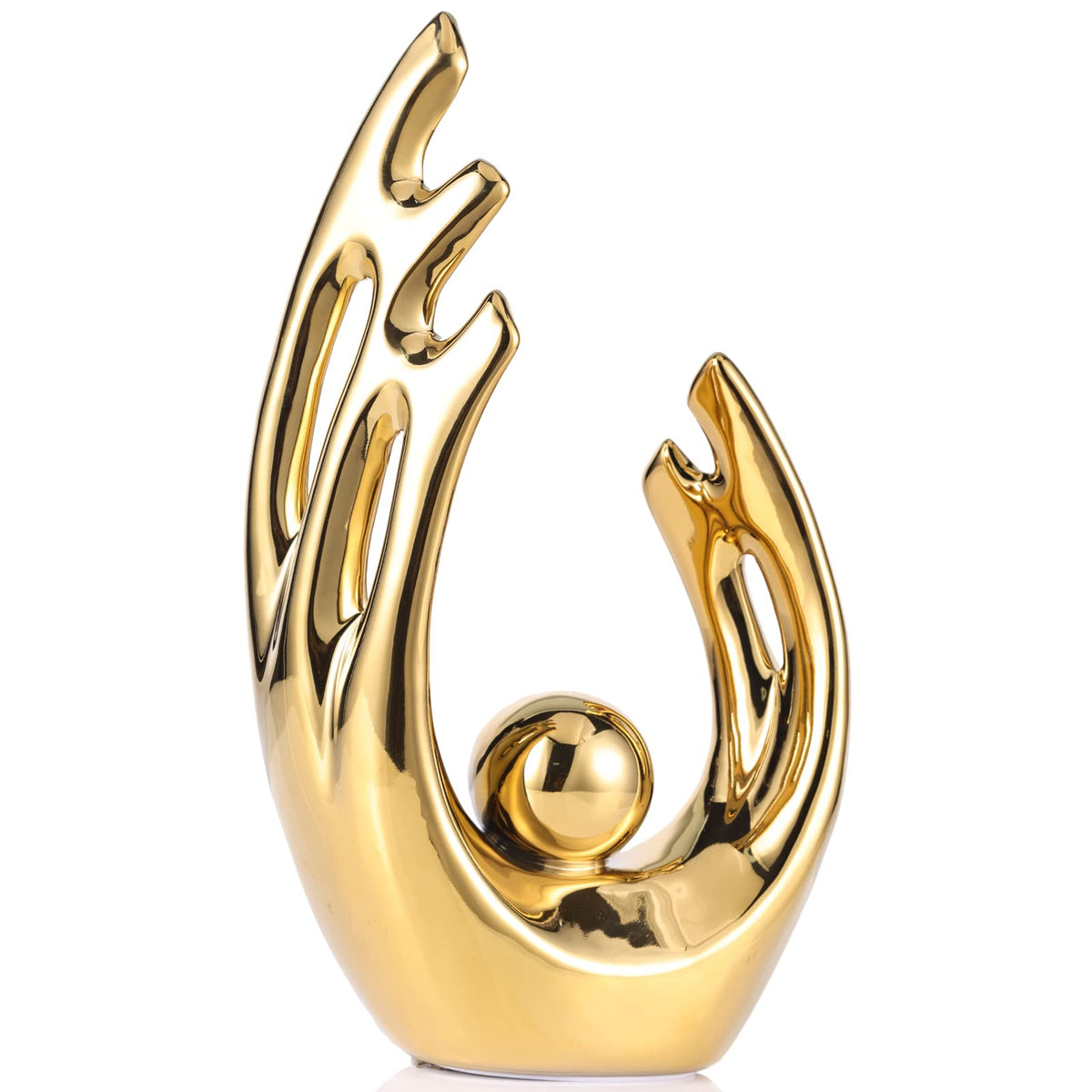 FormaHaven Modern Abstract Ceramic Sculpture with Gold Accent