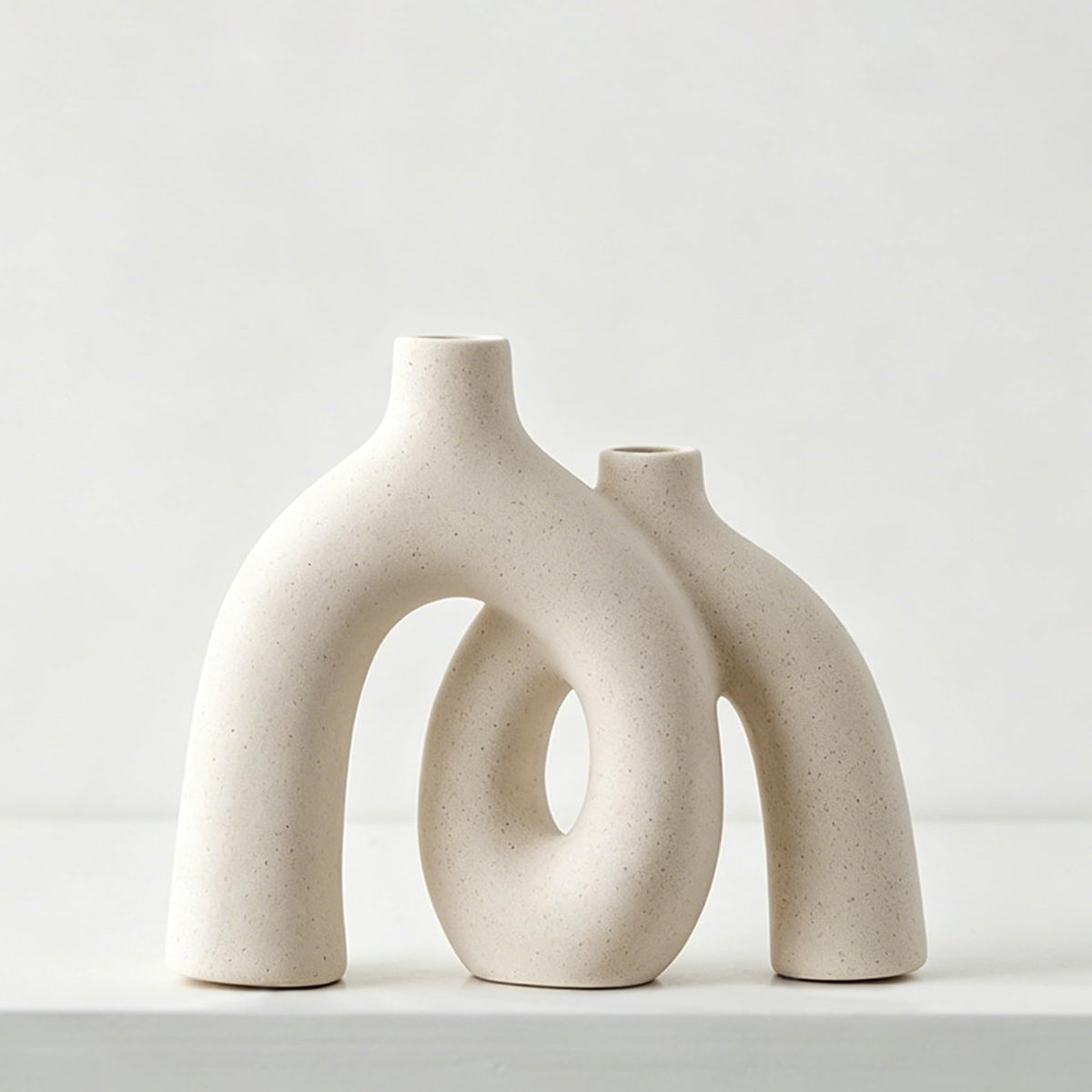 FormaHaven Matte White Conjoined Ceramic Vases – Modern Boho Home Decor