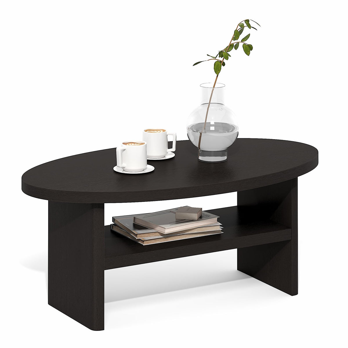 FormaHaven Modern 2-Tier Coffee Table with Open Storage Shelf