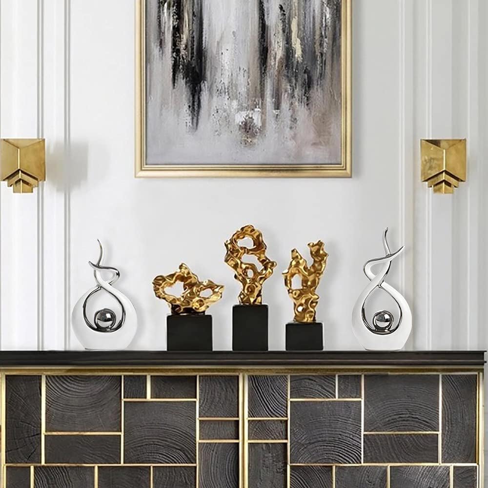 FormaHaven Abstract Ceramic Couple Sculpture – Modern Two-Tone Home Decor
