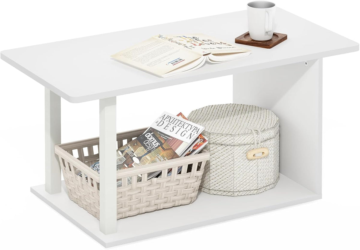 FormaHaven Modern 2-Tier Rectangular Coffee Table – Minimalist Living Room Table