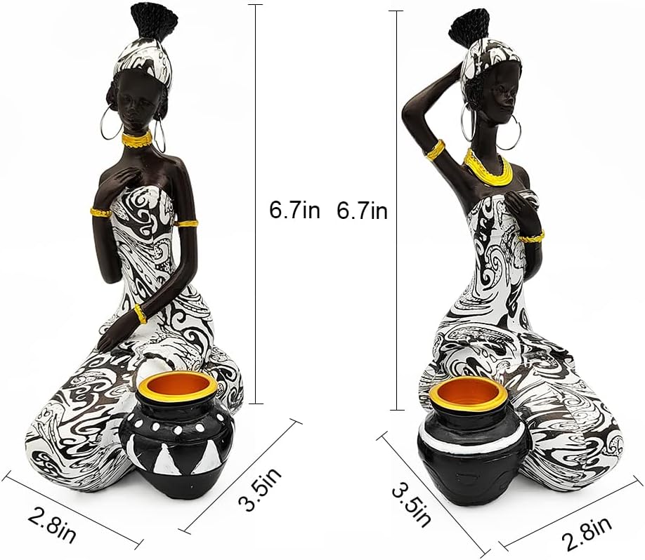 FormaHaven African Lady Resin Figurine – Colorful Cultural Home Decor