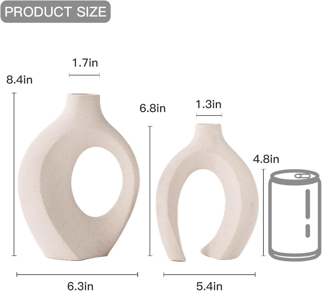FormaHaven Matte White Ceramic Vase Set of 2 – Modern Sculptural Couple Vases