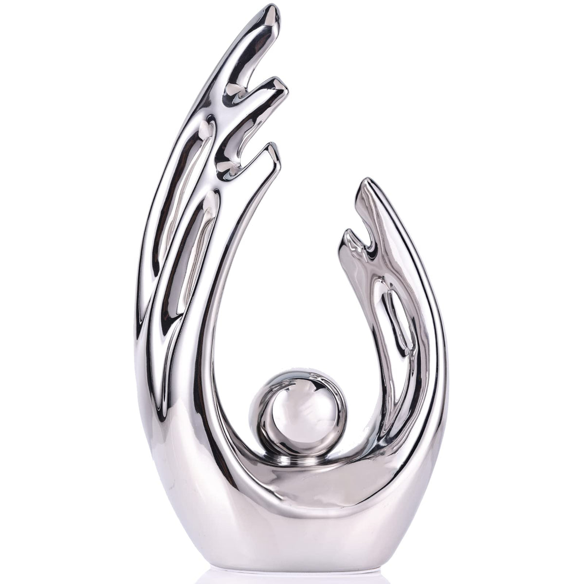FormaHaven Modern Abstract Ceramic Sculpture with Gold Accent