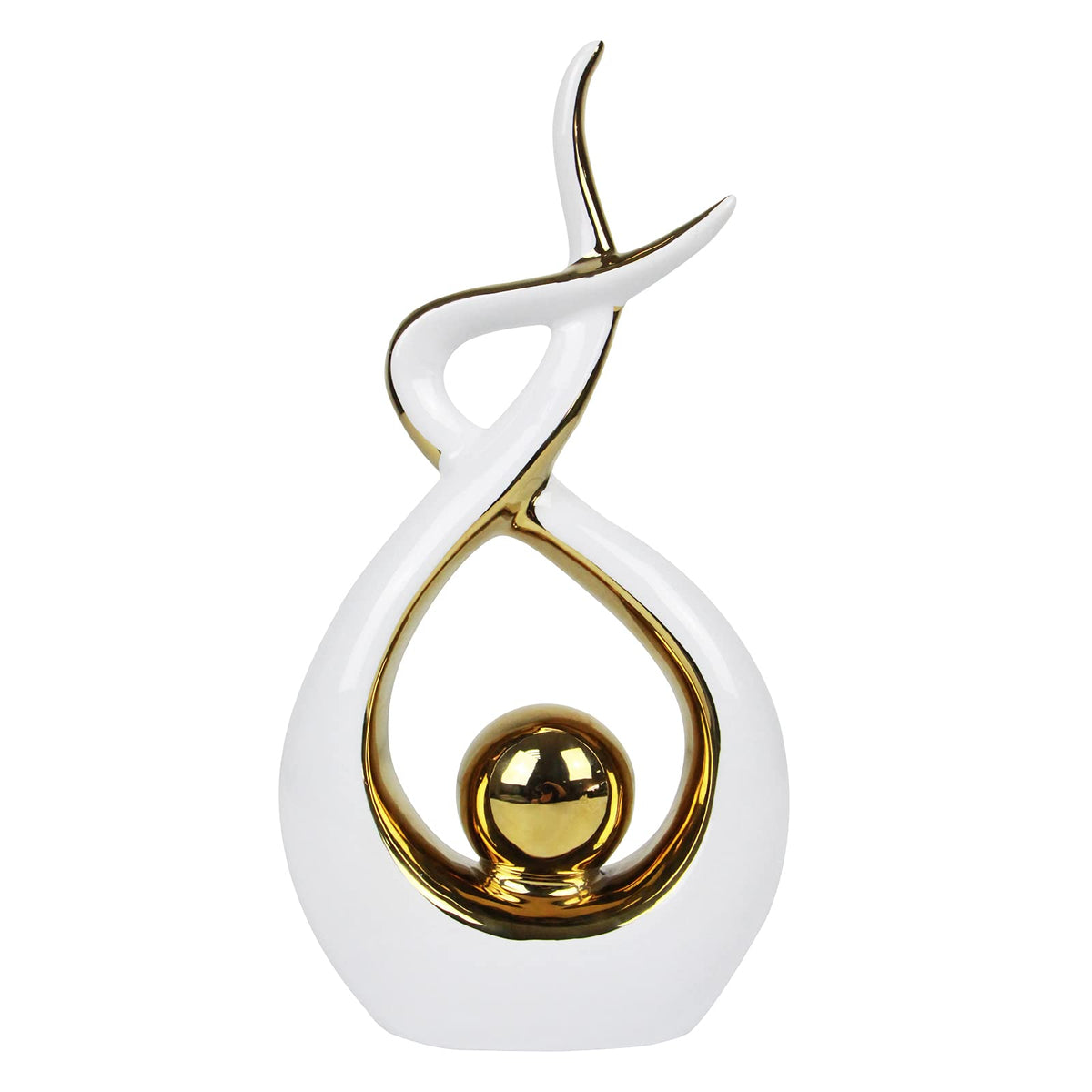 FormaHaven Abstract Ceramic Couple Sculpture – Modern Two-Tone Home Decor