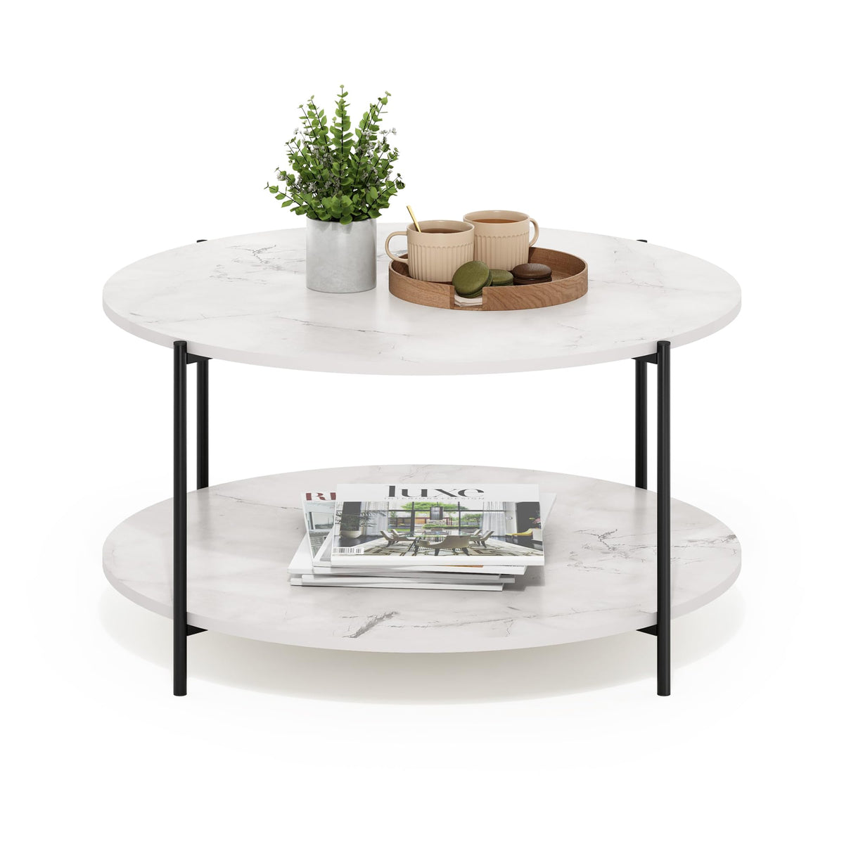 FormaHaven Modern 2-Tier Rectangular Coffee Table – Minimalist Living Room Table