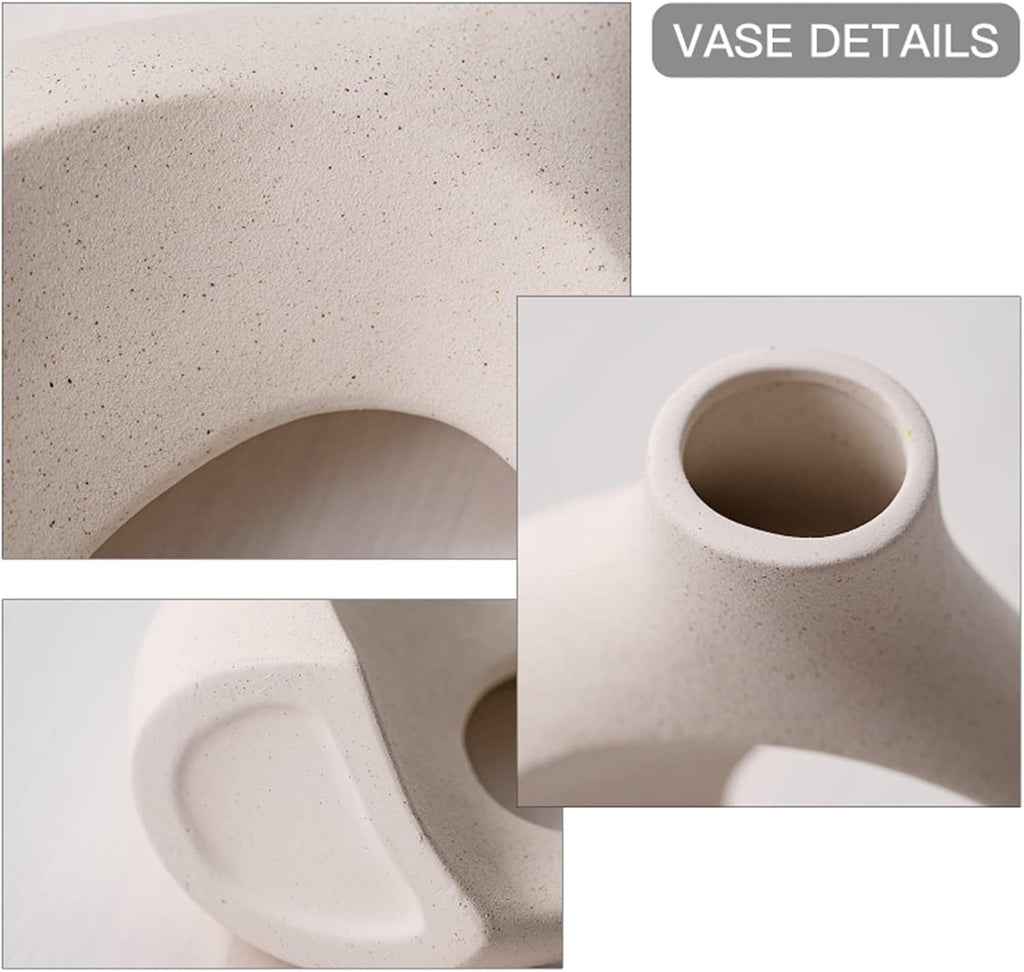 FormaHaven Matte White Ceramic Vase Set of 2 – Modern Sculptural Couple Vases