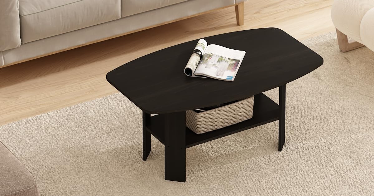 FormaHaven Modern 2-Tier Coffee Table with Open Storage Shelf
