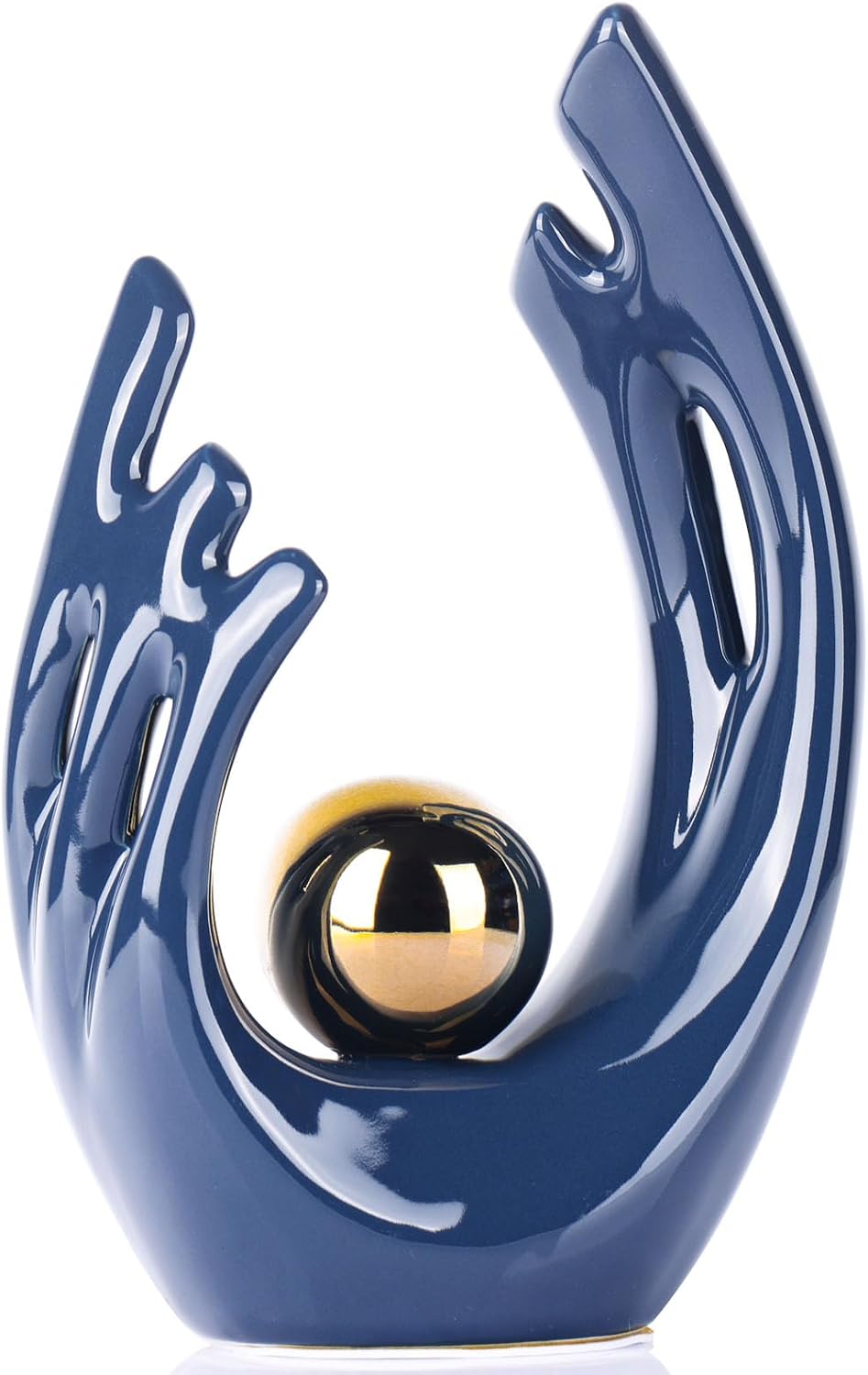 FormaHaven Modern Abstract Ceramic Sculpture with Gold Accent