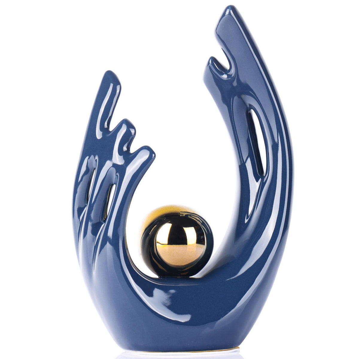 FormaHaven Modern Abstract Ceramic Sculpture with Gold Accent