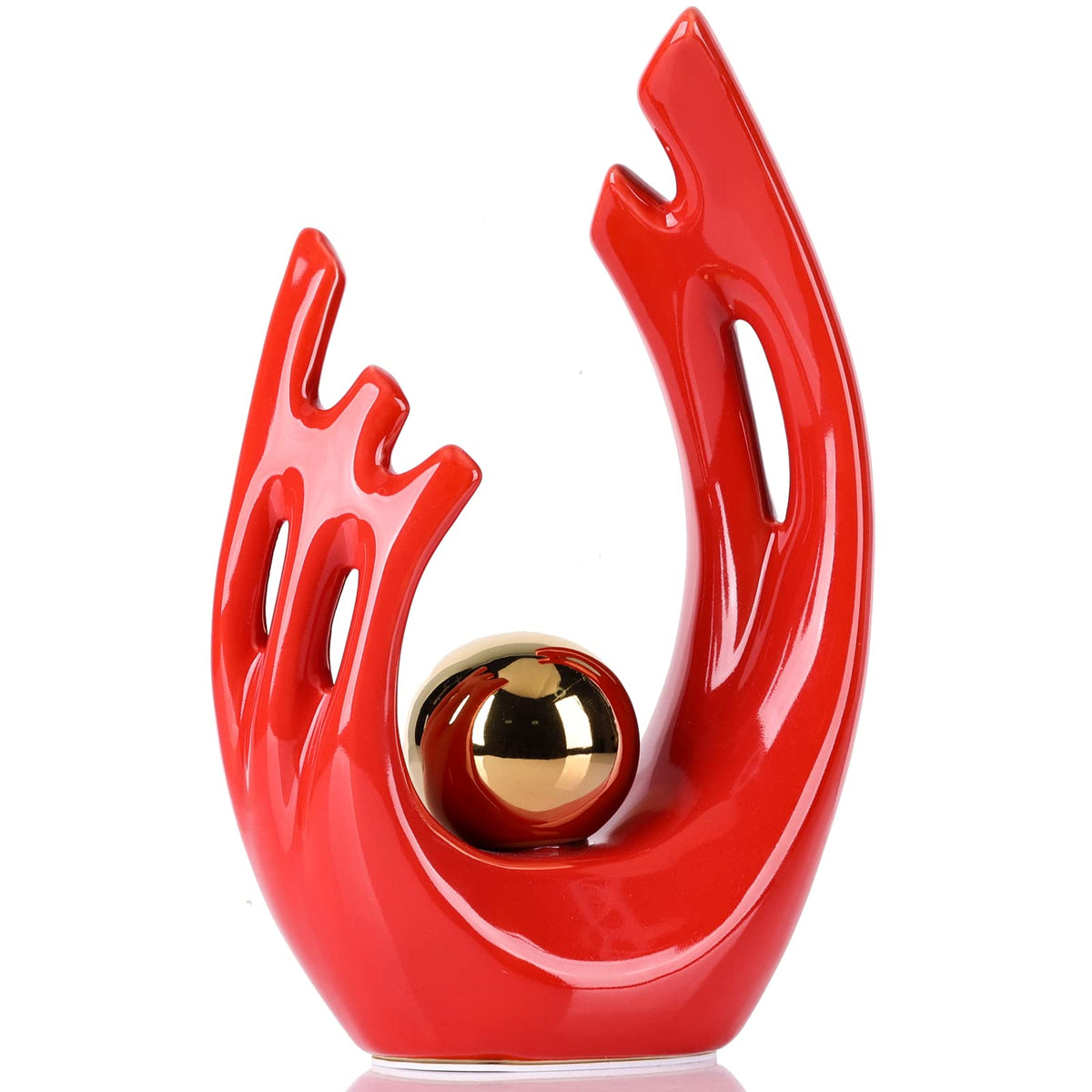 FormaHaven Modern Abstract Ceramic Sculpture with Gold Accent