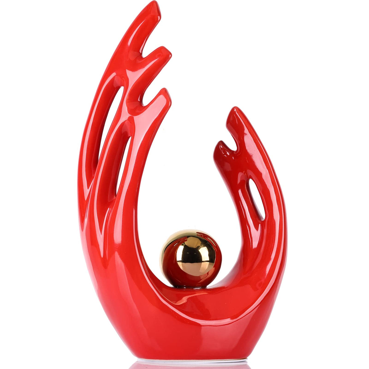 FormaHaven Modern Abstract Ceramic Sculpture with Gold Accent