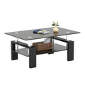 FormaHaven Modern 2-Tier Glass Coffee Table with Black Metal Legs
