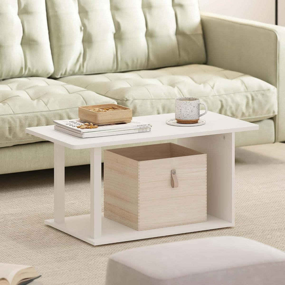 FormaHaven Modern 2-Tier Rectangular Coffee Table – Minimalist Living Room Table