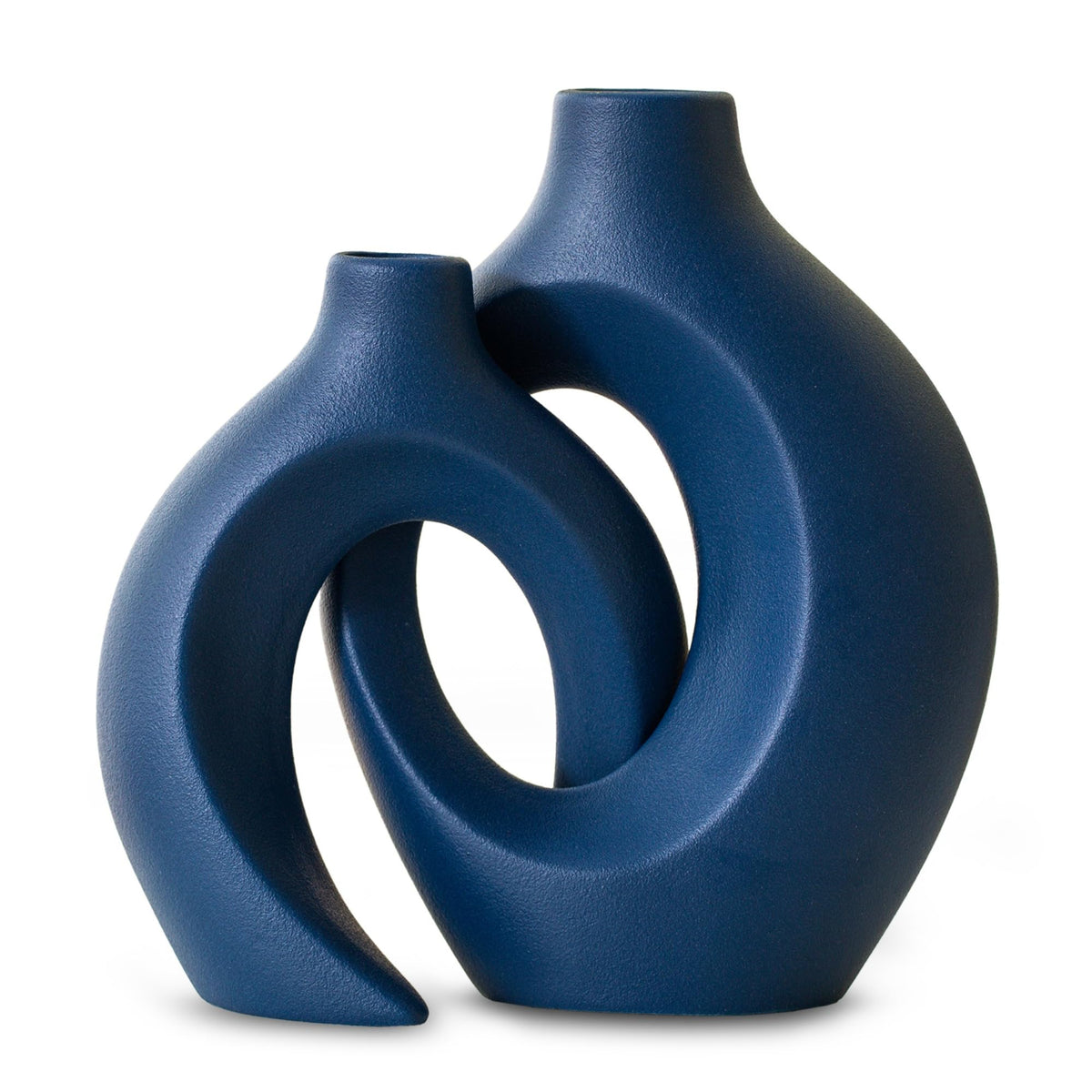 FormaHaven Matte White Ceramic Vase Set of 2 – Modern Sculptural Couple Vases