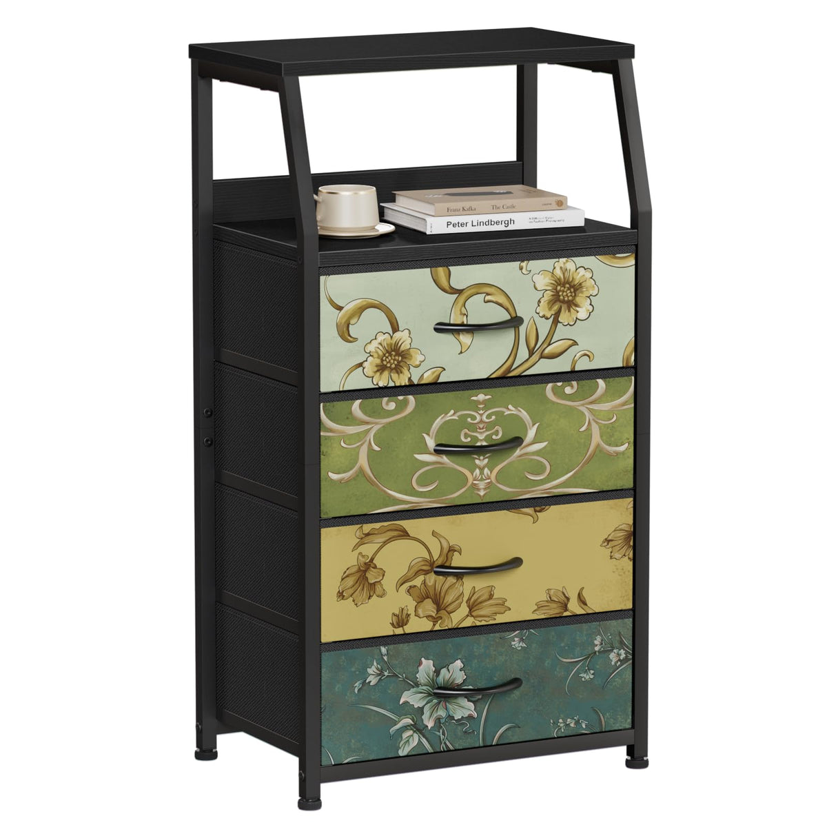 FormaHaven 2-Tier Nightstand with Fabric Drawers – Metal Frame Storage Table