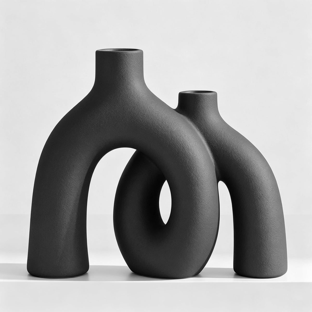 FormaHaven Matte White Conjoined Ceramic Vases – Modern Boho Home Decor