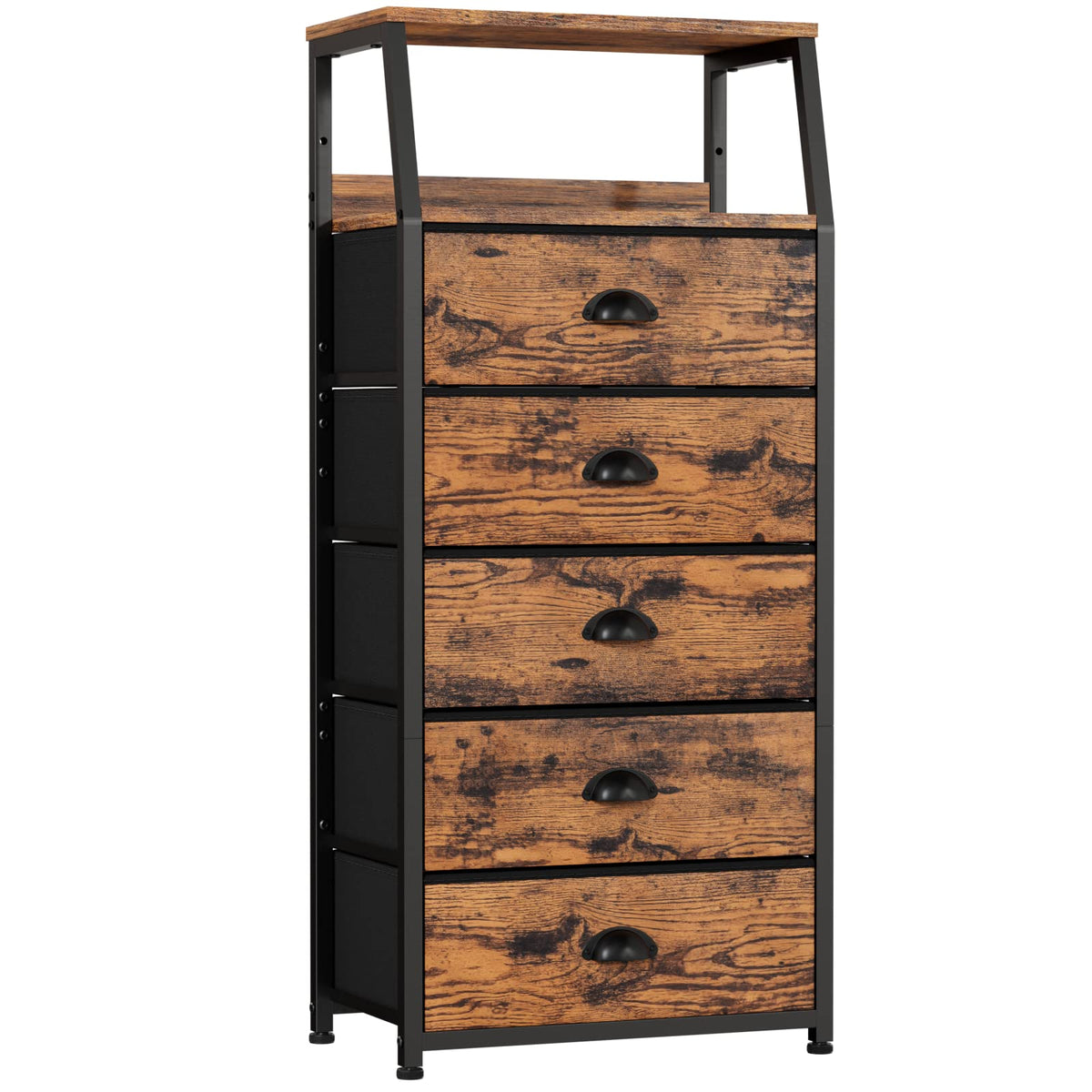 FormaHaven 2-Tier Nightstand with Fabric Drawers – Metal Frame Storage Table