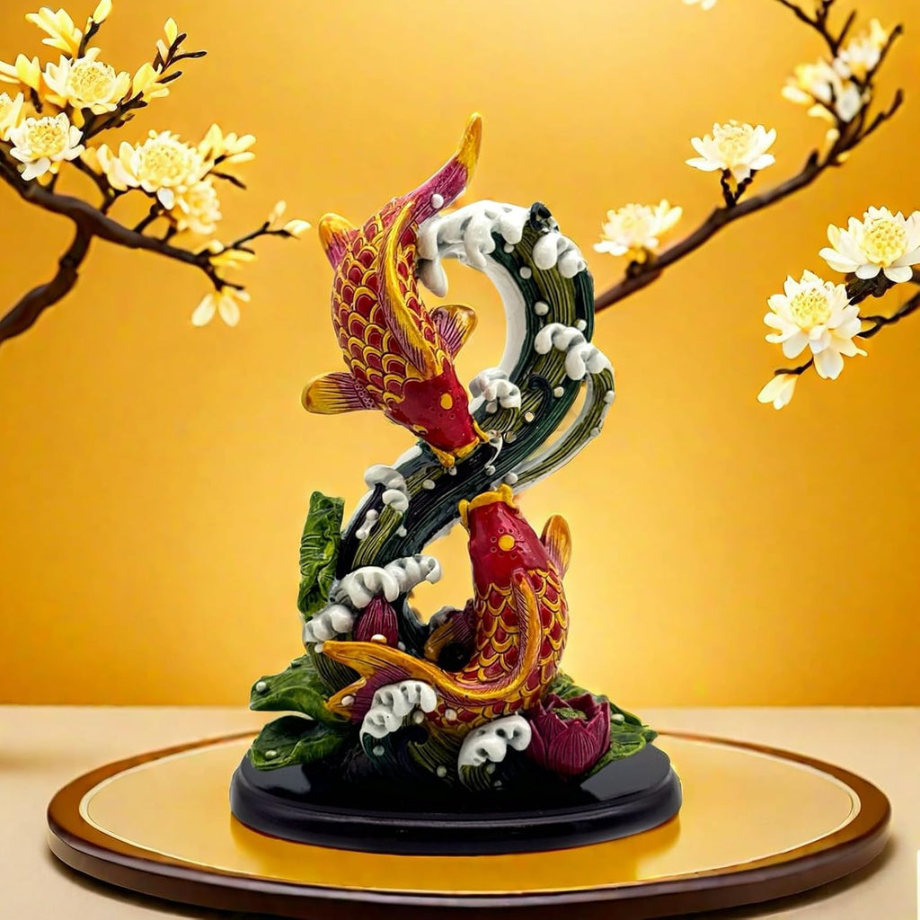 FormaHaven Feng Shui Fish Figurine – Hand-Painted Resin Decor