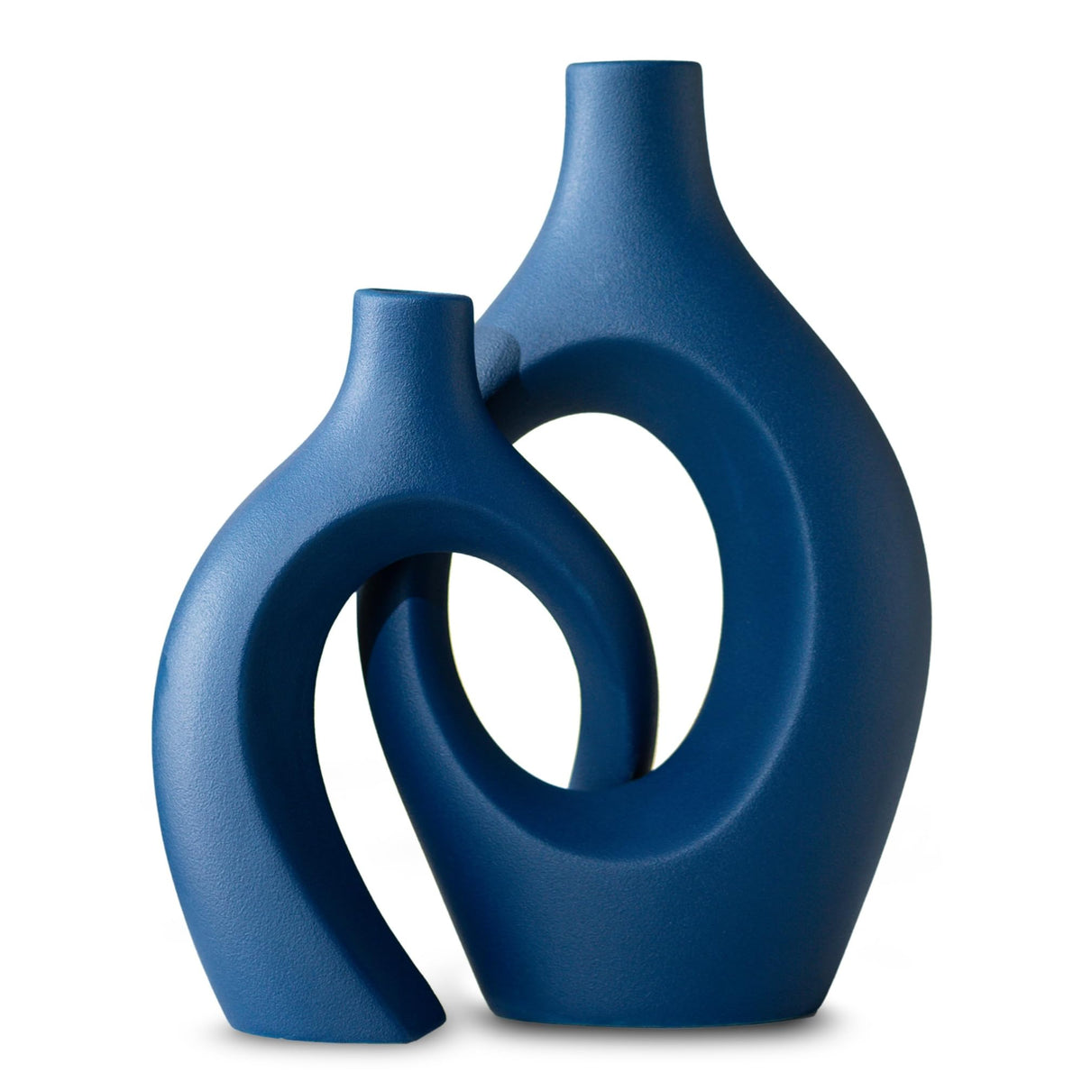 FormaHaven Matte White Ceramic Vase Set of 2 – Modern Sculptural Couple Vases