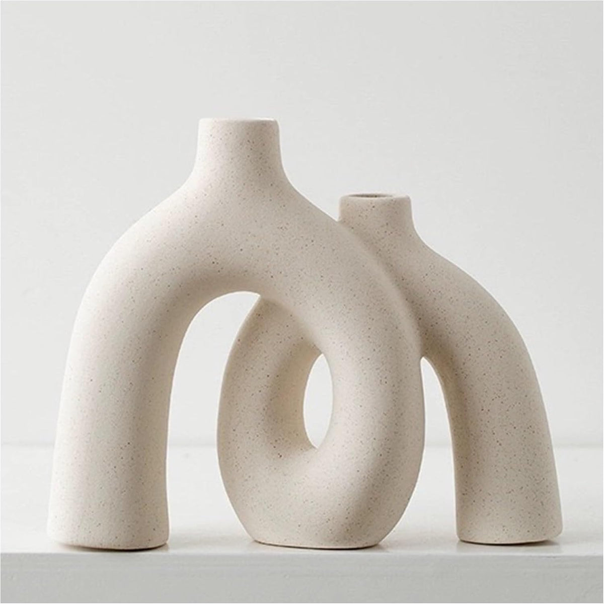 FormaHaven Matte White Conjoined Ceramic Vases – Modern Boho Home Decor