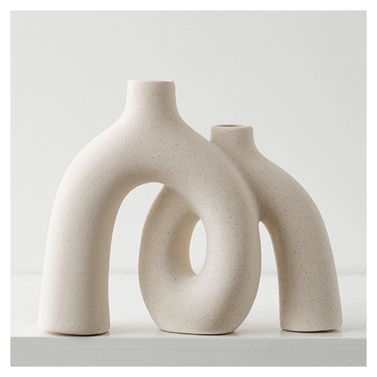 FormaHaven Matte White Conjoined Ceramic Vases – Modern Boho Home Decor