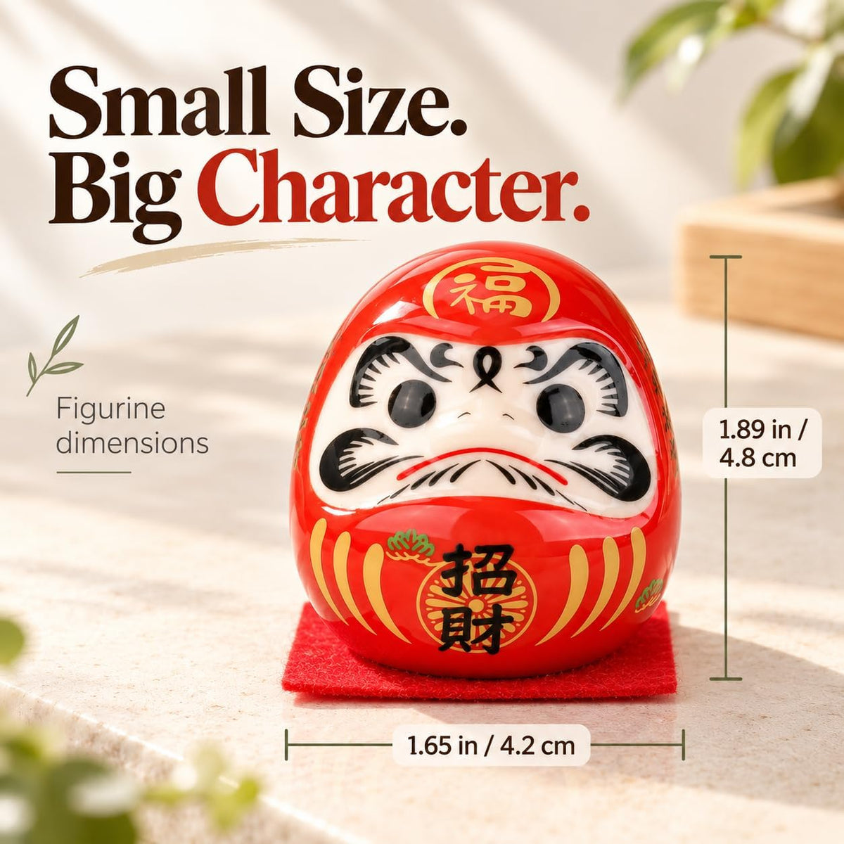 FormaHaven Red Ceramic Daruma Dolls Set of 5 – Japanese Lucky Decor