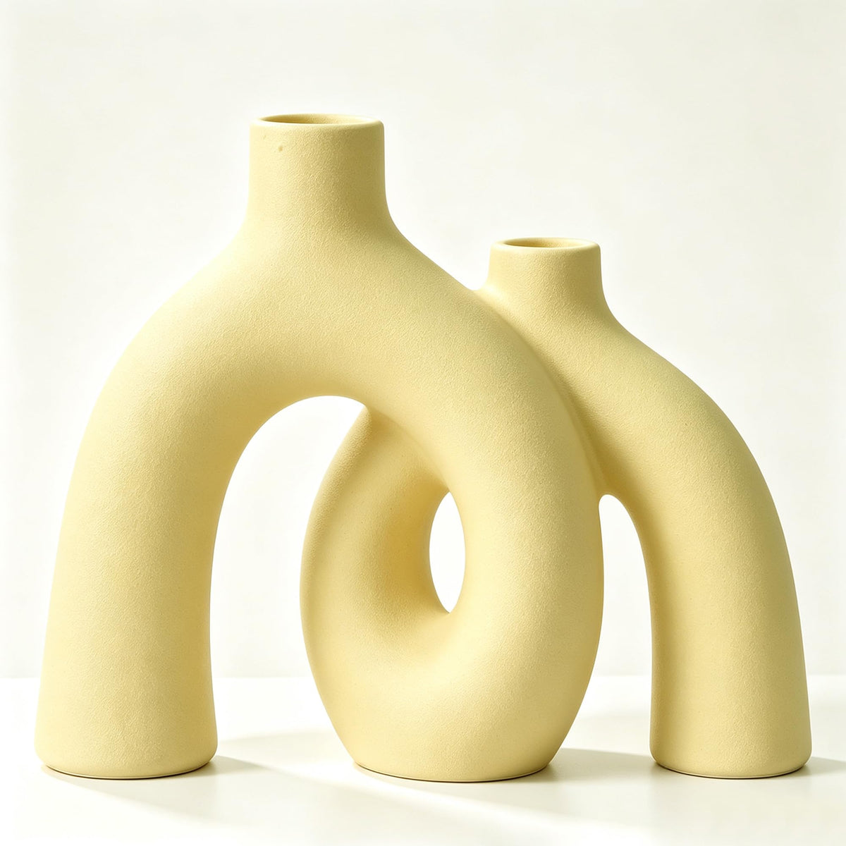 FormaHaven Matte White Conjoined Ceramic Vases – Modern Boho Home Decor