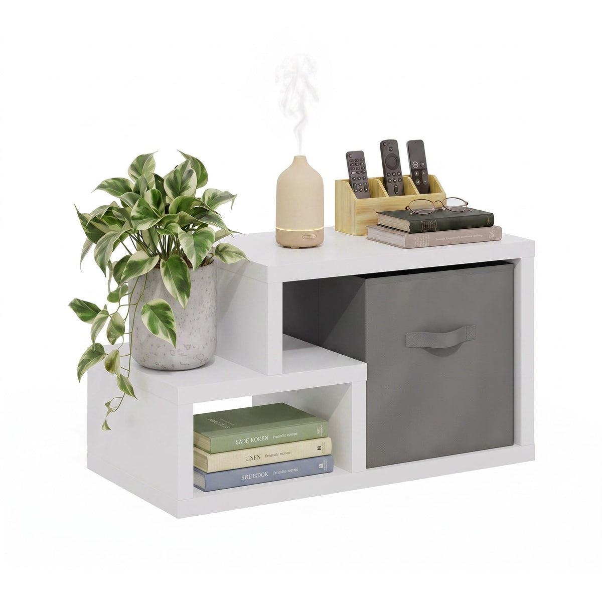 FormaHaven Modern White Rectangular Coffee Table – Thick Top, 100 lb Capacity