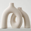 FormaHaven Matte White Conjoined Ceramic Vases – Modern Boho Home Decor