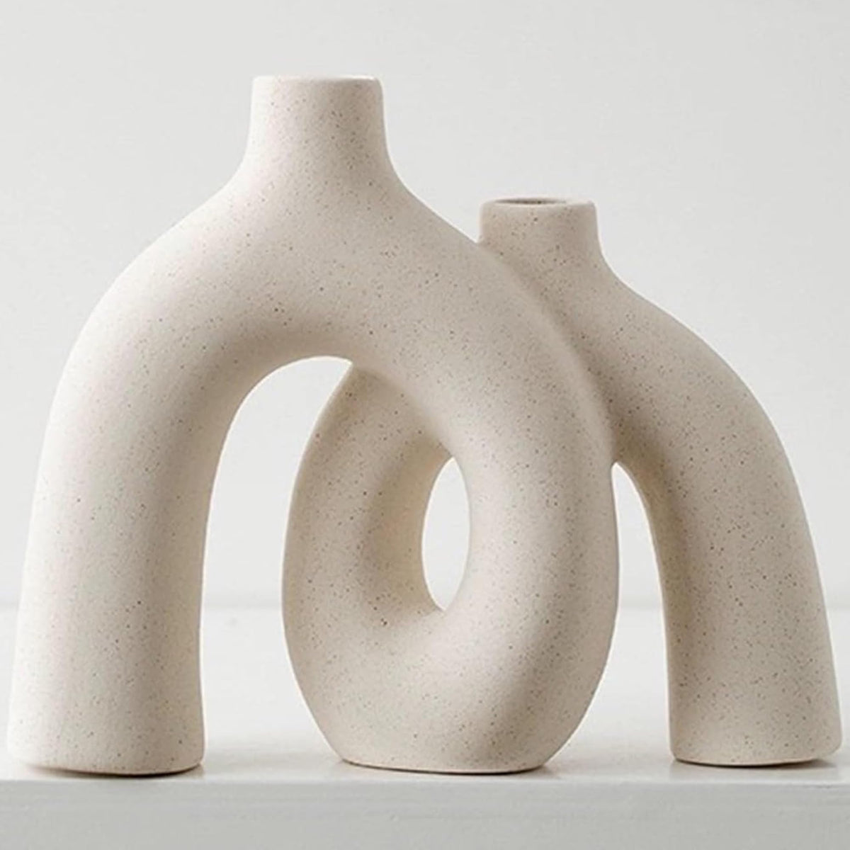 FormaHaven Matte White Conjoined Ceramic Vases – Modern Boho Home Decor