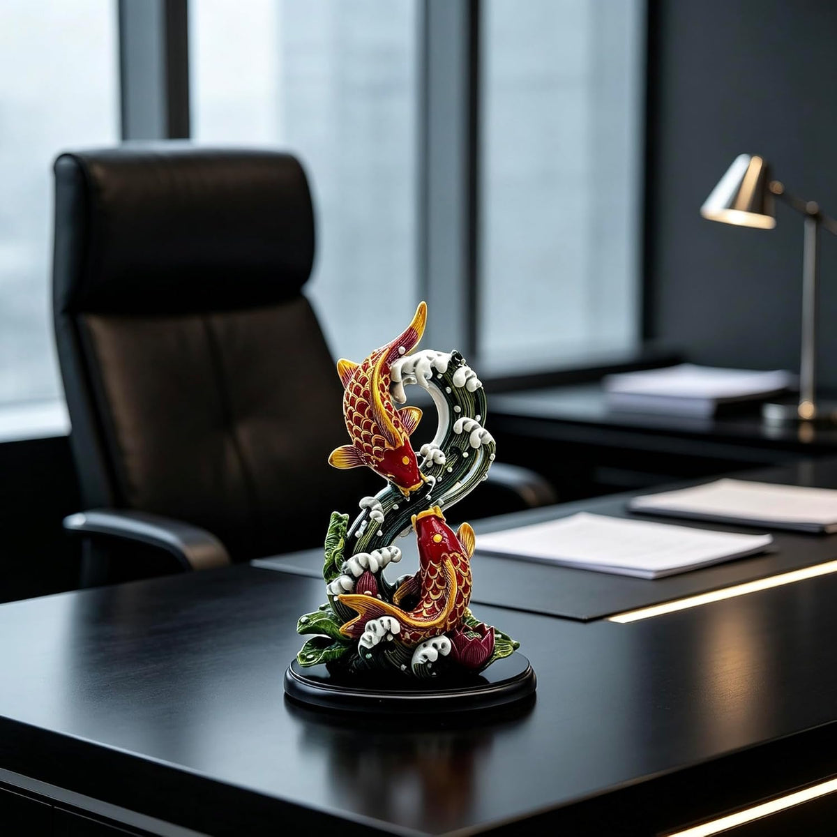 FormaHaven Feng Shui Fish Figurine – Hand-Painted Resin Decor