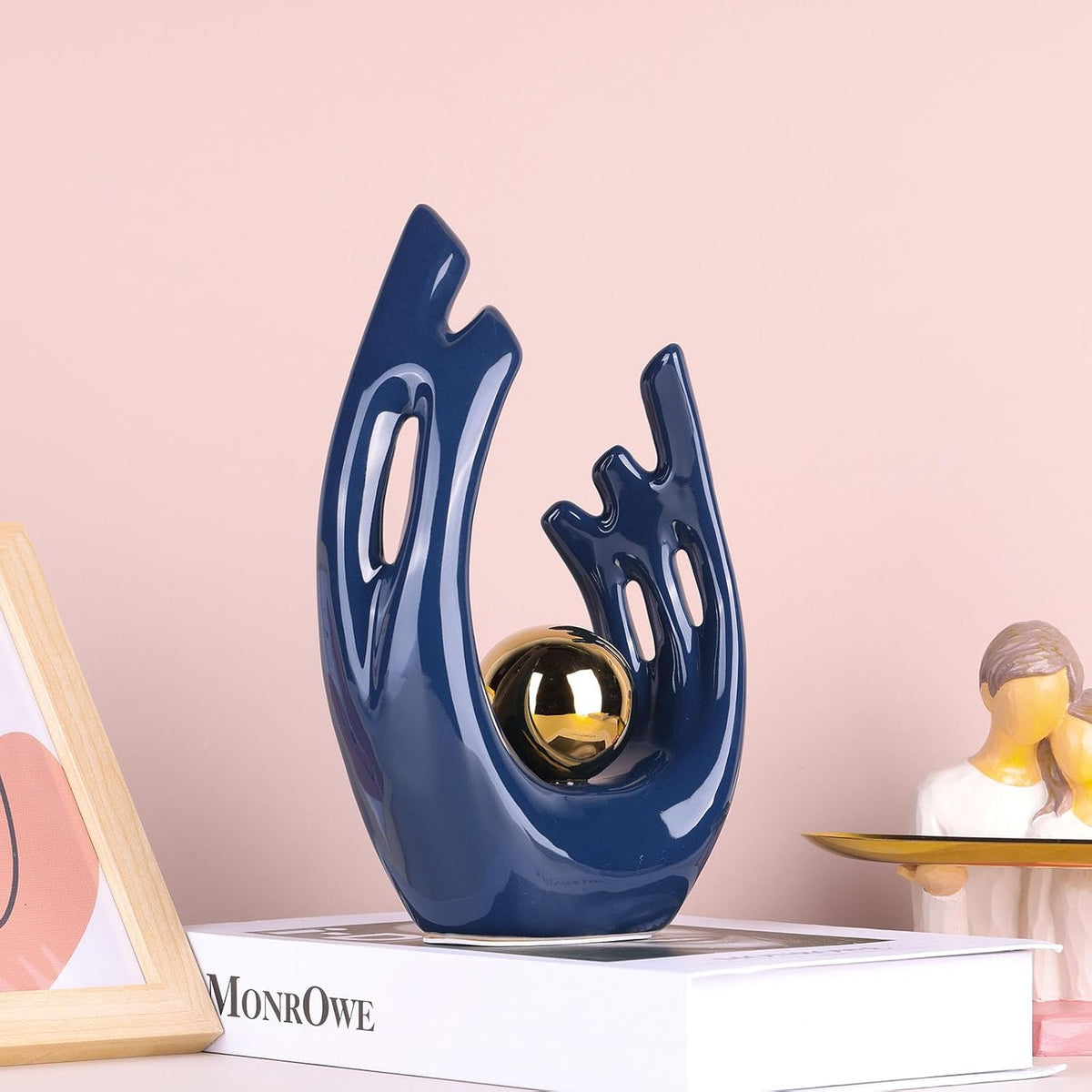 FormaHaven Modern Abstract Ceramic Sculpture with Gold Accent