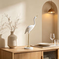 FormaHaven White and Gold Crane Figurine – Elegant Oriental Home Decor