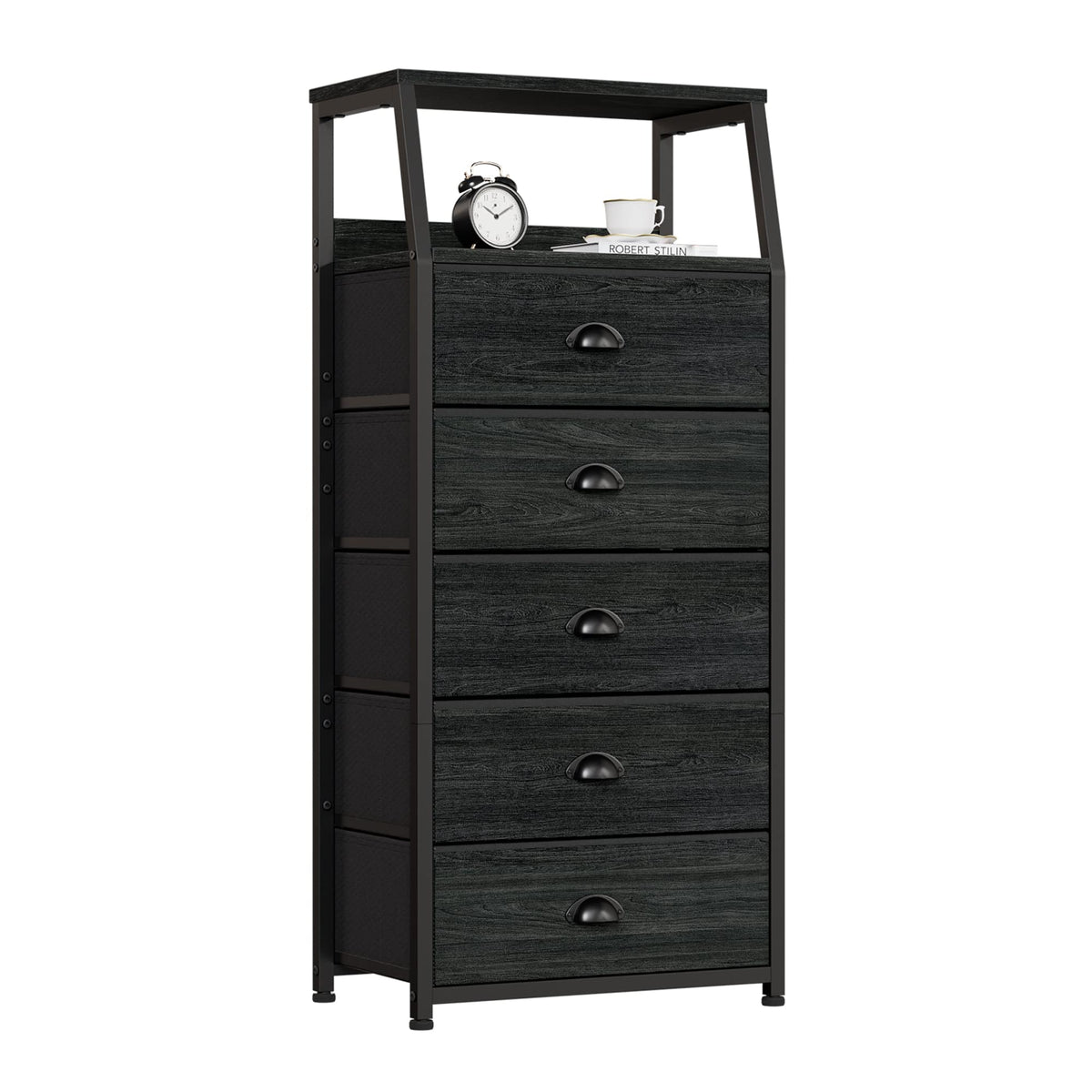 FormaHaven 2-Tier Nightstand with Fabric Drawers – Metal Frame Storage Table