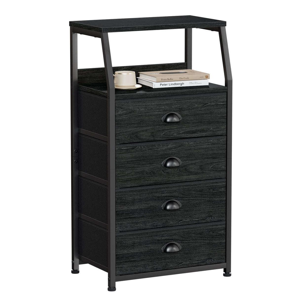 FormaHaven 2-Tier Nightstand with Fabric Drawers – Metal Frame Storage Table