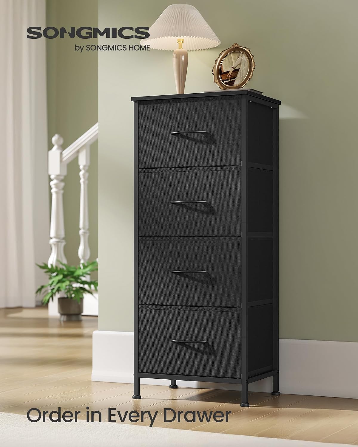 FormaHaven 4-Drawer Fabric Dresser with Steel Frame – Modern Storage Tower