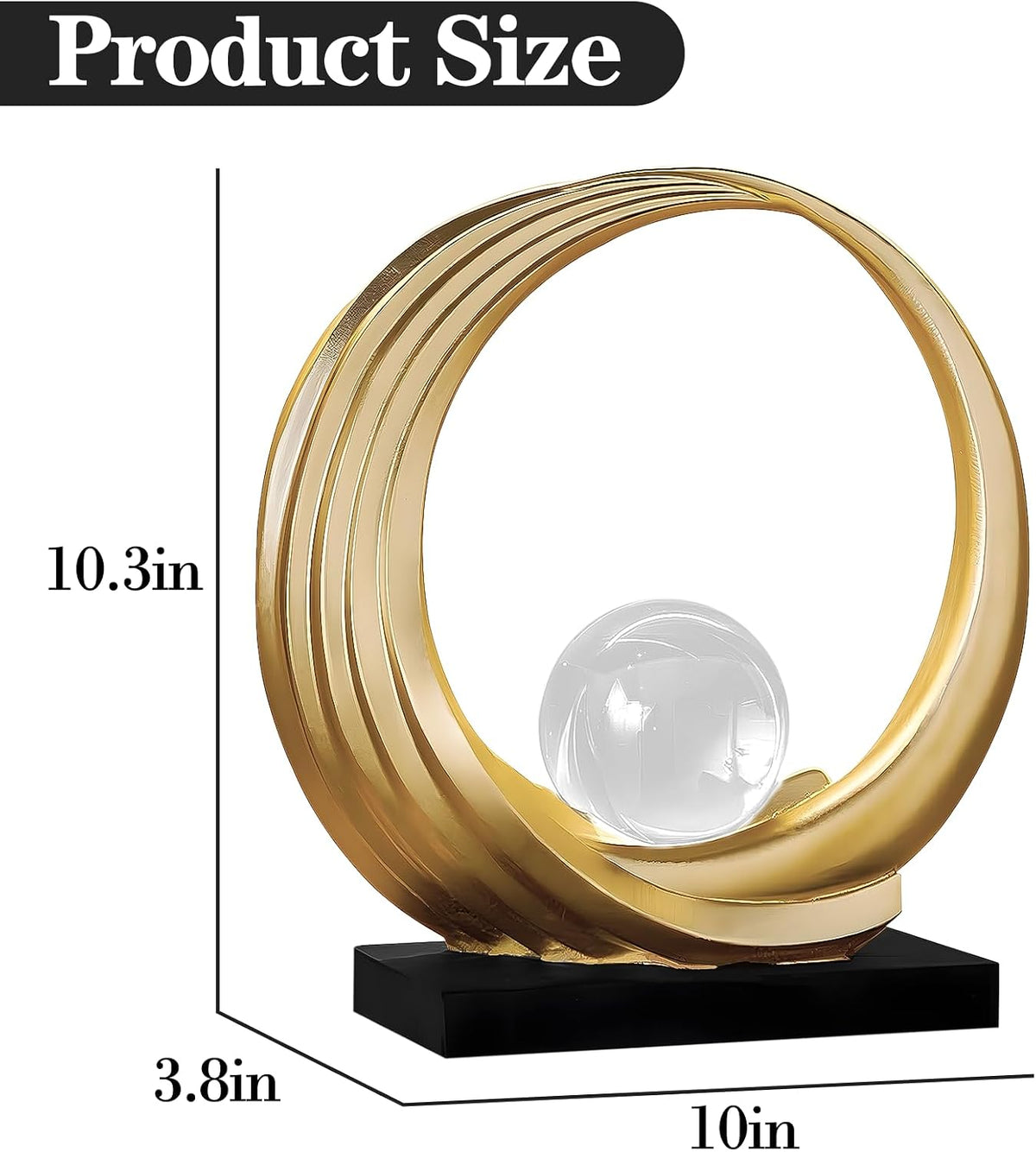 FormaHaven Modern Wave Sculpture with Crystal Glass Orb – Elegant Home Decor