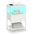FormaHaven Smart LED Nightstand with Charging Station – 2 Drawers & Open Shelves